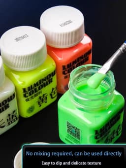58ML Fluorescent Acrylic Pigment Luminous Pigment Glow in Dark Hand Painted DIY Festival Party Wall Light Absorbing Pigment