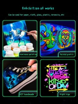 58ML Fluorescent Acrylic Pigment Luminous Pigment Glow in Dark Hand Painted DIY Festival Party Wall Light Absorbing Pigment
