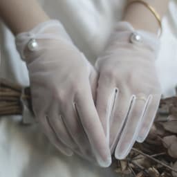 High Quality Chiffon Wedding Gloves White Short Bow Pearl Finger Women Bridal Gloves Wedding Party Accessories