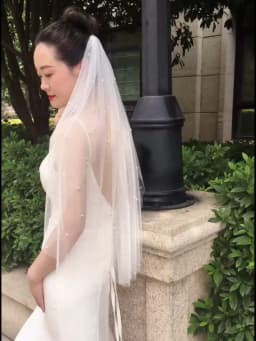 TOPQUEEN V05 Pearls Wedding Veils With Comb 100% Handmade Beaded Wedding Accessories 3M Cathedral Wedding Veil Luxury Elegant
