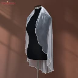 TOPQUEEN V35 Bridal Veil with Pearls Single Tier Bead Edge Bridal Veil Elbow Length Elegance Voile De MariéE High Quality