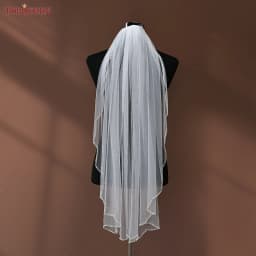 TOPQUEEN V35 Bridal Veil with Pearls Single Tier Bead Edge Bridal Veil Elbow Length Elegance Voile De MariéE High Quality