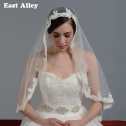 Vintage Ivory White One Layer Bridal Veil with Comb, Classic Wedding Velo De Novia for Elegant Bride