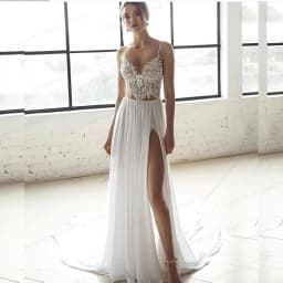 LSYX Customized Bohemian Wedding Dress Beach Two Pieces 2 A-line Sweetheart Bridal Gowns Sleeveless Simple Sweep Train Charming