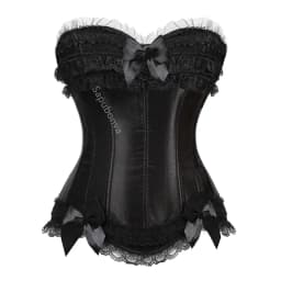 Sapubonva Corset Top Bustier Plus Size Overbust Zipper for Women Shaper Gothic Satin Lace up Red Bridal White