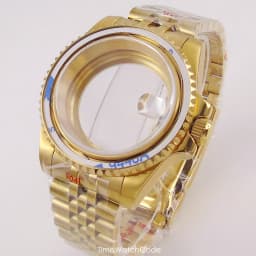 40mm Gold Plated Watch Case for NH35 NH36 NH38 Miyota8215 ETA2836 DG2813 ETA2824 PT5000 Movement Sapphire Crystal Screw-in Crown
