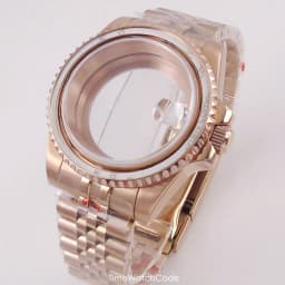 40mm Gold Plated Watch Case for NH35 NH36 NH38 Miyota8215 ETA2836 DG2813 ETA2824 PT5000 Movement Sapphire Crystal Screw-in Crown