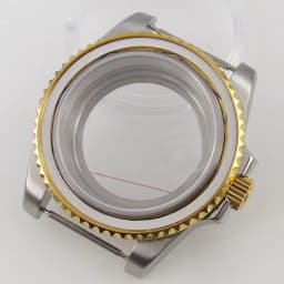 40mm Gold Plated Watch Case for NH35 NH36 NH38 Miyota8215 ETA2836 DG2813 ETA2824 PT5000 Movement Sapphire Crystal Screw-in Crown