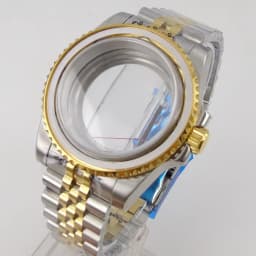40mm Gold Plated Watch Case for NH35 NH36 NH38 Miyota8215 ETA2836 DG2813 ETA2824 PT5000 Movement Sapphire Crystal Screw-in Crown