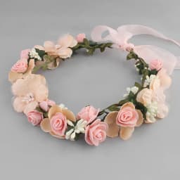 Meldel Bridal Hair Accessories Foam Rose Headband Women Headdress Silk Fake Flower Wreath Handmade Headband