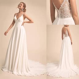 Simple & Charming V-neck Neckline Wedding Dress With Lace Back Bridal Dress Vestido De Festa De Casamento