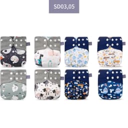 Elinfant Cloth Diaper Set Baby 8 Pcs/Set Pocket Diapers One Size Or With 8 Pcs Insert Adjustable Cloth Nappy For Baby Girls&Boys