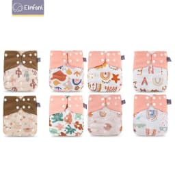 Elinfant Cloth Diaper Set Baby 8 Pcs/Set Pocket Diapers One Size Or With 8 Pcs Insert Adjustable Cloth Nappy For Baby Girls&Boys