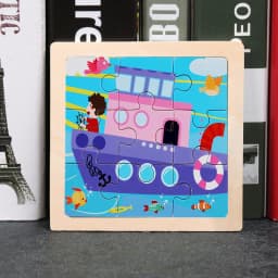 Wooden Toys 11x11cm Jigsaw 3d Puzzle Cartoon Animal Traffic Wooden Puzzle Game Montessori Educational Toys For Children
