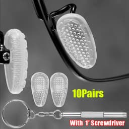 10pairs Silicone Nose Pads for Glasses with Screwdriver Soft Air Chamber Eyeglasses Anti-slip Nose Pad Screw Replace Repair Tool