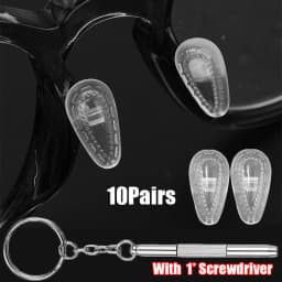 10pairs Silicone Nose Pads for Glasses with Screwdriver Soft Air Chamber Eyeglasses Anti-slip Nose Pad Screw Replace Repair Tool