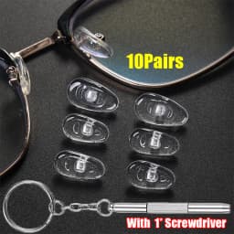 10pairs Silicone Nose Pads for Glasses with Screwdriver Soft Air Chamber Eyeglasses Anti-slip Nose Pad Screw Replace Repair Tool