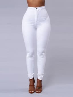 Solid Color Skinny Jeans Woman White Black High Waist Render Jeans Vintage Sexy Long Pants Femme Casual Pencil Pants Denim Jeans