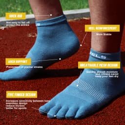 WRELS 1 Pair of New Quick-drying, Sweat-wicking, Breathable CoolMax Split-toe Sports Socks for Marathon Running Fitness Cycling