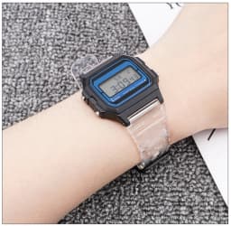 Watch Strap for Casio F-91W F-84 F-105/108 A-158/168 AE-1200/1300 Transparent Colorful Silicone Bracelet Band Accessories 18mm