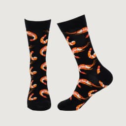 1 Pair Creative Shrimp Pattern,Casual Comfy Soft Mid-calf Men's Socks For Daily