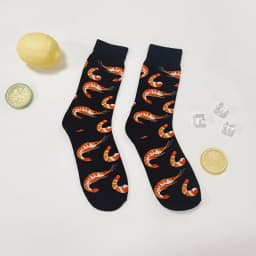 1 Pair Creative Shrimp Pattern,Casual Comfy Soft Mid-calf Men's Socks For Daily