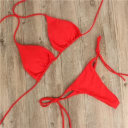 Fashion Solid Color Sexy G-string Thong Backless Split Bathing Suit Swimsuit Brazlian Swimwear Bikini Set