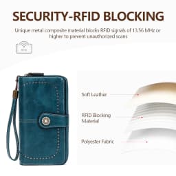 Rfid Anti-Theft Wallet for Men and Women, European and American Retro Leather Long Wallet Clutch, Oil-Waxed Leather Hollow-Out Multi-Card Slot Wallet, Large Capacity Zipper 70% off Clutch Bag, Card Holder Coin Purse Wallet Handbag