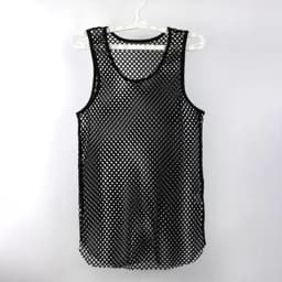 Mens Sexy Tank Top Transparent Mesh Undershirt Fishnet Vest String Sleeveless Shirts Male See Through Night Clubwear Slim Sport