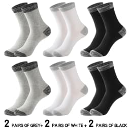 6 Pair Winter Men Socks Cotton Black Leisure Business Long Socks Walking Running Hiking Thermal Socks For Male Plus Size 38-48
