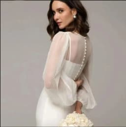 Dots Tulle Wedding Jakcet Buttons Back Romantic Removable Women Bolero Full Sleeves O Neck Bride Coat Wedding Top Customized
