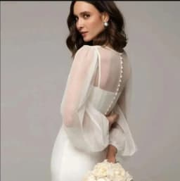 Dots Tulle Wedding Jakcet Buttons Back Romantic Removable Women Bolero Full Sleeves O Neck Bride Coat Wedding Top Customized