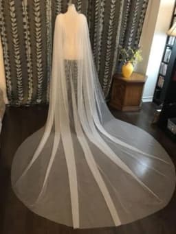 White Ivory 118"(300cm)width Diamond top Cape Bridal Shawl Cathedral Length Tulle Long Cape Cloak Shawl Wedding veil Accessories