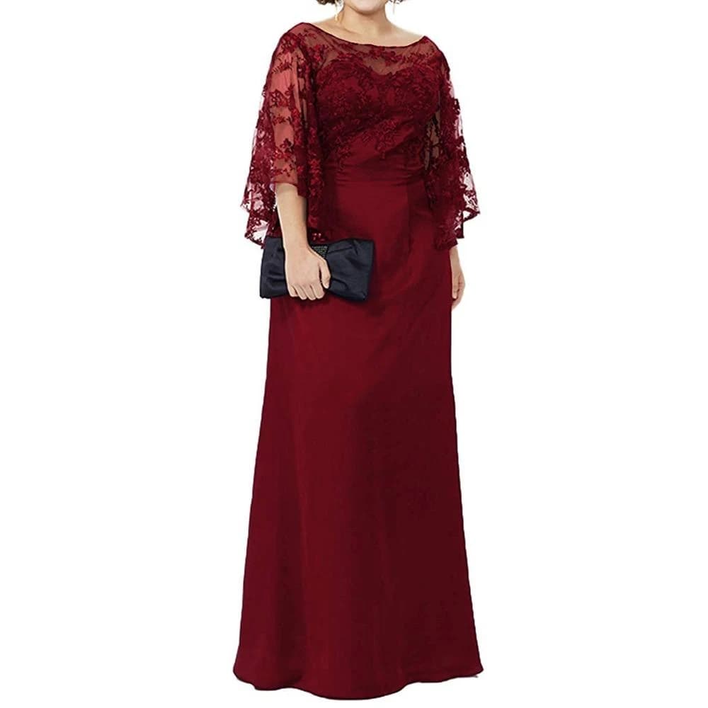 Long Sleeve Lace Top Plus Size Mother of the Bride Dress Floor Length Long Column Women Formal Evening Gowns Mother of Groom