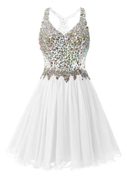 Chiffon A Line Beading Crystals Knee Length Bridesmaid Dresses Evening Formal Prom Wedding Party Homecoming Birthday Cocktail