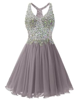Chiffon A Line Beading Crystals Knee Length Bridesmaid Dresses Evening Formal Prom Wedding Party Homecoming Birthday Cocktail