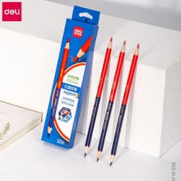 Deli Red Blue Pencil HB Dual Color Pen for Kid's Adult Design Drawing Industrial Engineering Marking Wooden Pencil Stationery