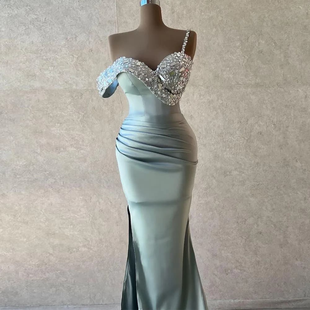 Satin Formal Party Dresses 2025 Women Sweetheart Bead Long Evening Gowns Sleeveless Mermaid Custom Made Sexy Wedding Guest Dress