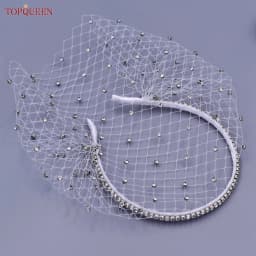 TOPQUEEN VA12 Wedding Mesh Veil Multiple Styles Birdcage Veil with Rhinestones Detachable Blusher Bachelorette Party Accessories
