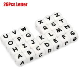 10Pcs/Lot 12mm White Alphabet English Silicone Letters Beads for Baby Personalized Pacifier Clips Teether Accessorie BPA Free