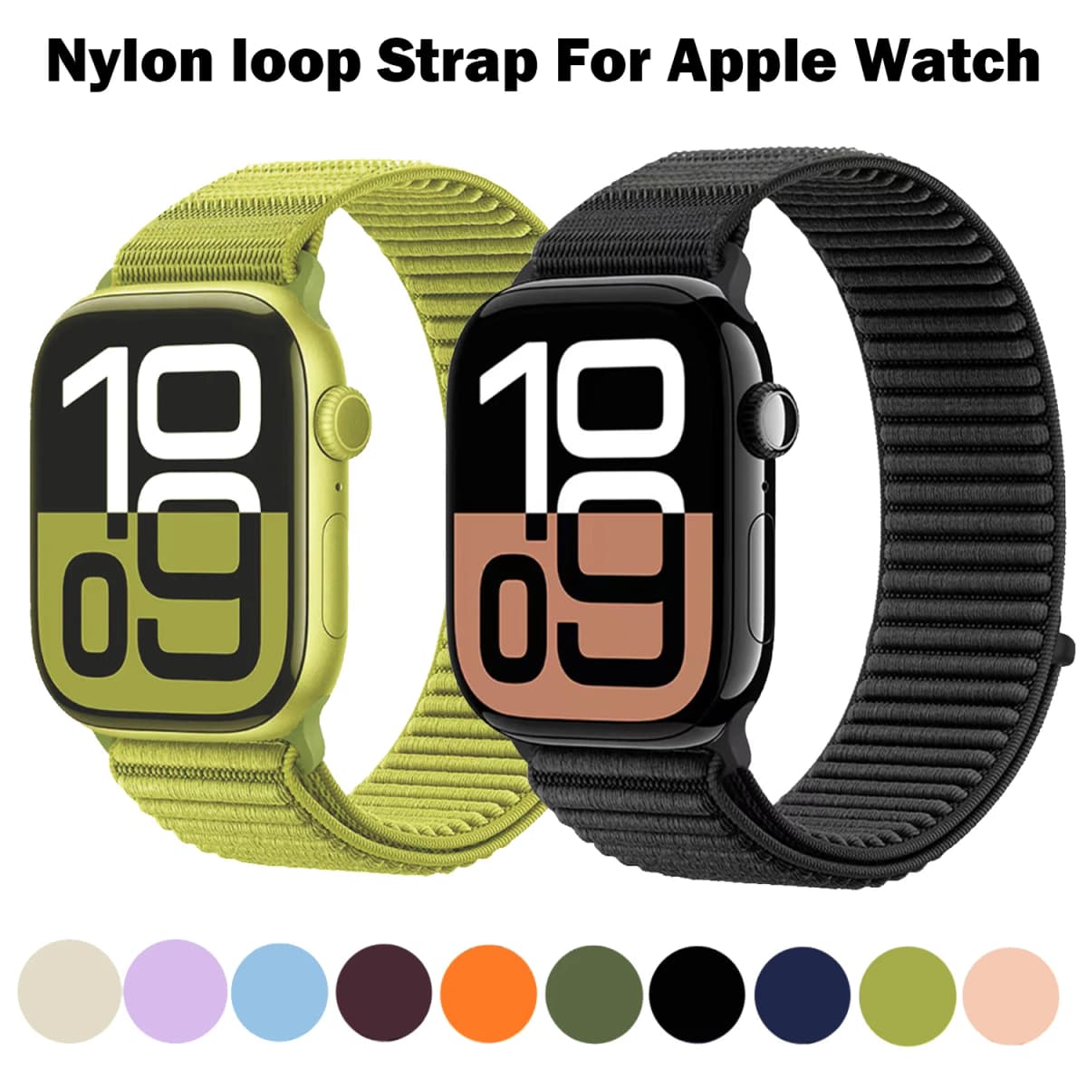 Breathable Nylon Loop Band for Apple Watch 46mm 45mm 44mm 42mm 41mm 40mm Comfort Strap for iWatch Series 11 10 9 8 7 6 Ultra