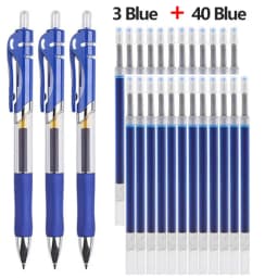 43 PCS Gel Pens & Refills Set Stationery Kawaii Writing Pen Black/Red/Blue Ink 0.5 mm Blue Ballpoint Pen Office School Supplies