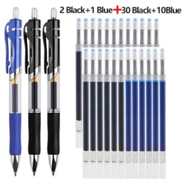 43 PCS Gel Pens & Refills Set Stationery Kawaii Writing Pen Black/Red/Blue Ink 0.5 mm Blue Ballpoint Pen Office School Supplies