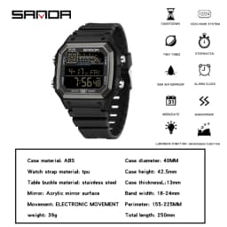SANDA Outdoor Sport Electronic Chronograph Watch Men Multifunction Watches Alarm Clock Chrono Waterproof LED Digital Wrist Watch