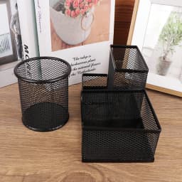 Desk Stationery Organizer Creative Metal Pen Holder Pencil File Storage Rack 3 Grid Storage Box Office Desktop Accessories