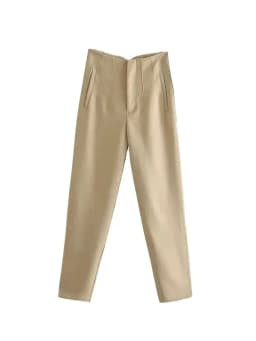 Women Chic Fashion With Seam Detail Office Wear Pants Vintage High Waist Zipper Fly Female Ankle Trousers Mujer
