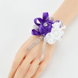 Set of 6 Royal Blue Pink Wrist Corsages Flowers for Wedding Prom Bridal Bridesmaid Girl Mother Women Rose Bracelet Hand Flowers