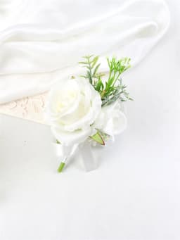 6PCS White Ivory Rose Boutonniere for Men Groom and Best Man Boutonnieres with Artificial Flower for Wedding Ceremony Anniversar