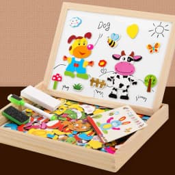 100+Pcs Wooden Multifunction Children Animal Puzzle Writing Magnetic Drawing Board Blackboard Learning Education Toys For Kids
