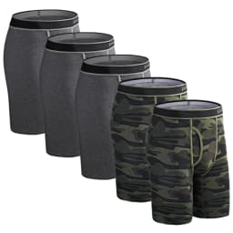 5Pcs Set Long Boxer Men Underwear Shorts Camouflage Print Men's Panties BONITOS Mens Underpants Fly Front Opening Boxer Briefs